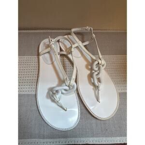 Burberry White Patent Leather Thong Slingback Sandals Size 37 & 37.5/ US 7.5